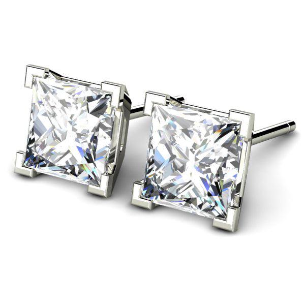 2.00 carat princess cut diamond ear studs — view 3