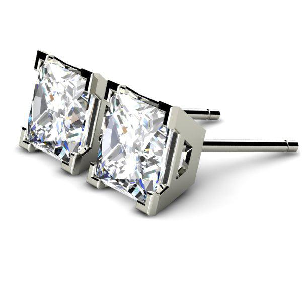 Side view of Madison - 2.00 carat princess cut diamond ear studs 