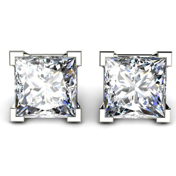 Madison IGI Cert Princess Cut Lab Grown Diamond Ear Studs E VS2 - Total 2.00 Carats - Monroe Yorke Diamonds — view 4