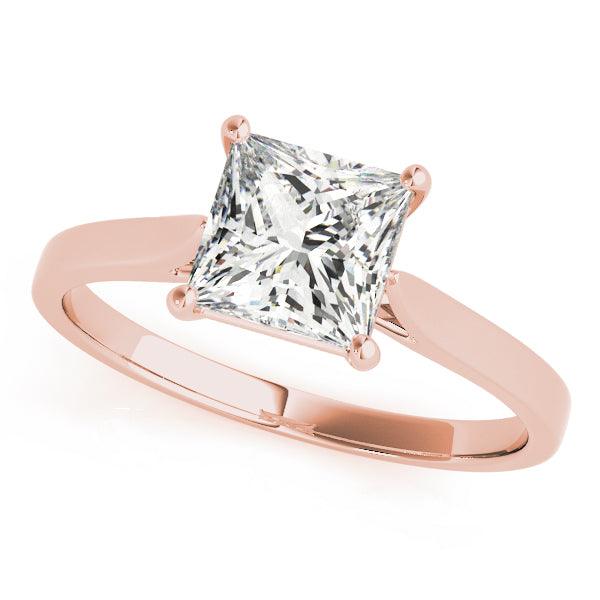 2 carat princess cut lab grown diamond solitaire ring, rose gold