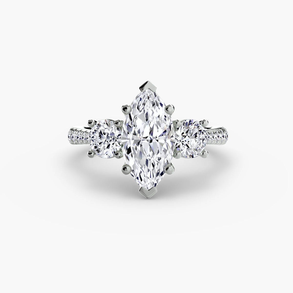 Three-Stone with Pavé Band — view 11