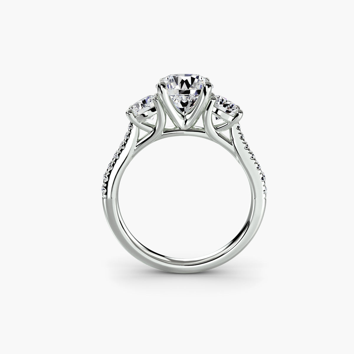 Three-Stone with Pavé Band — view 1