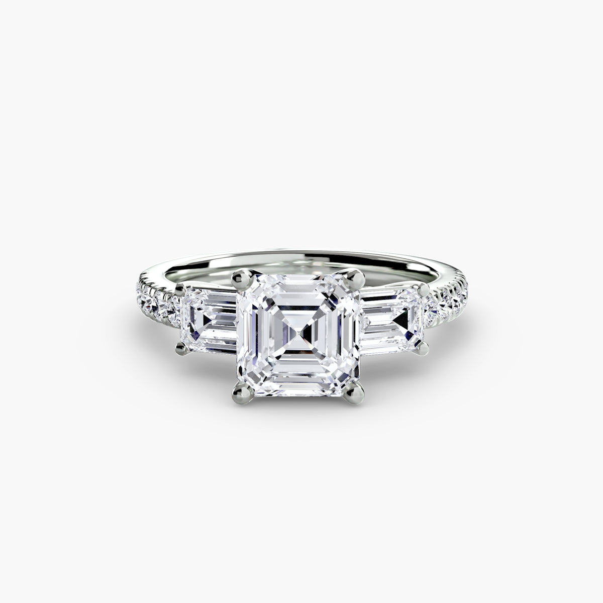 Three-Stone Ring with Pavé Band 4 — view 10