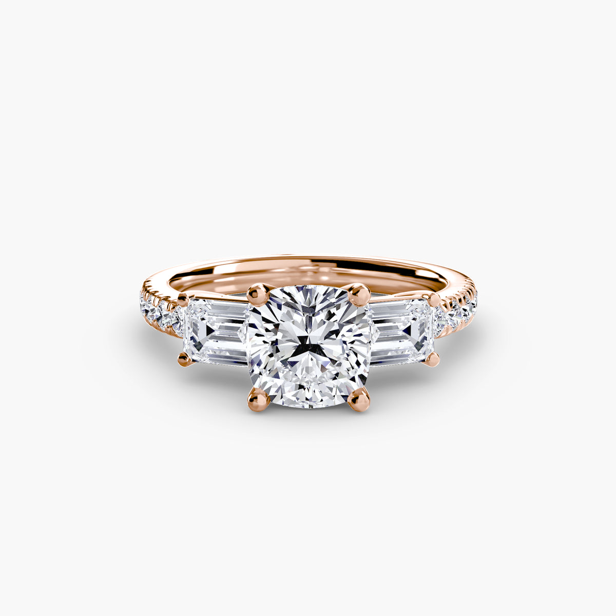 Three-Stone Ring with Pavé Band 4 — view 23