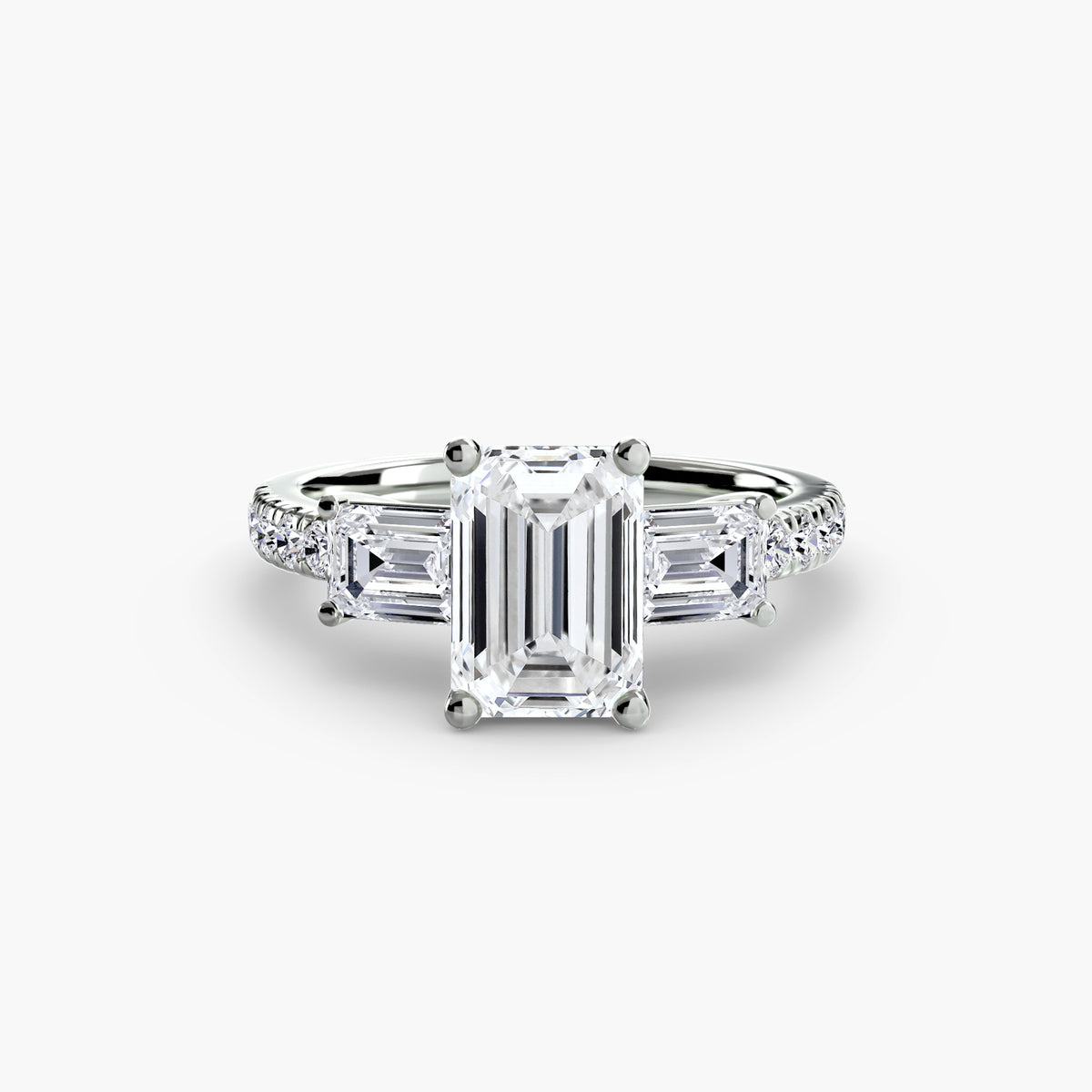 Three-Stone Ring with Pavé Band 4 — view 7