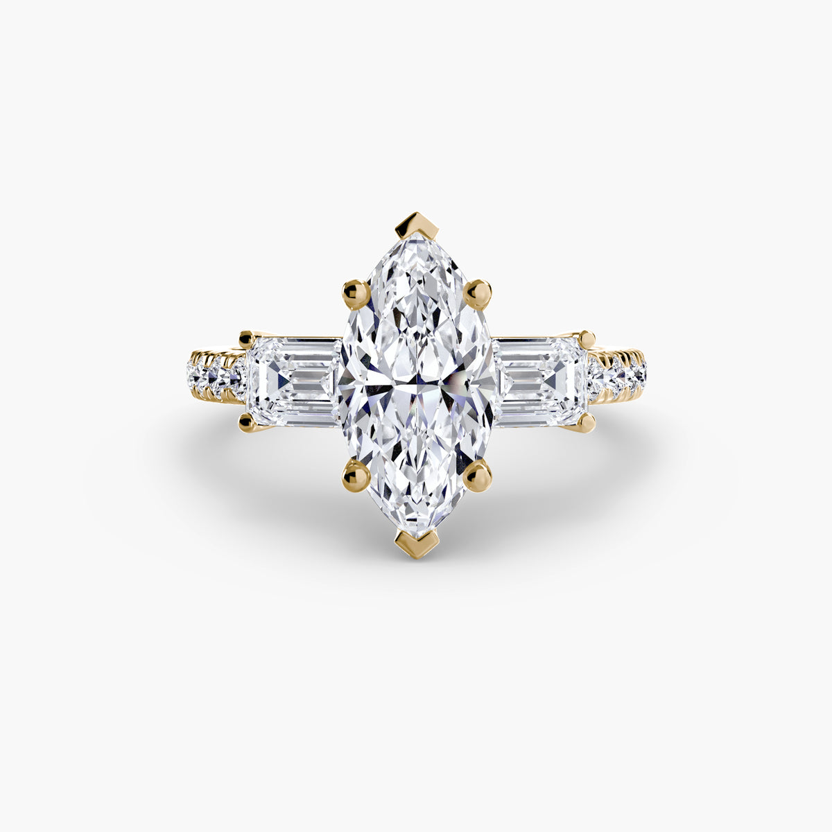 Three-Stone Ring with Pavé Band 4 — view 20