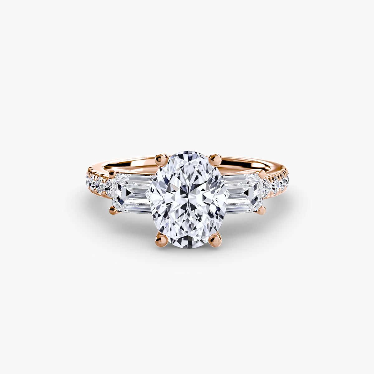 Three-Stone Ring with Pavé Band 4 — view 82