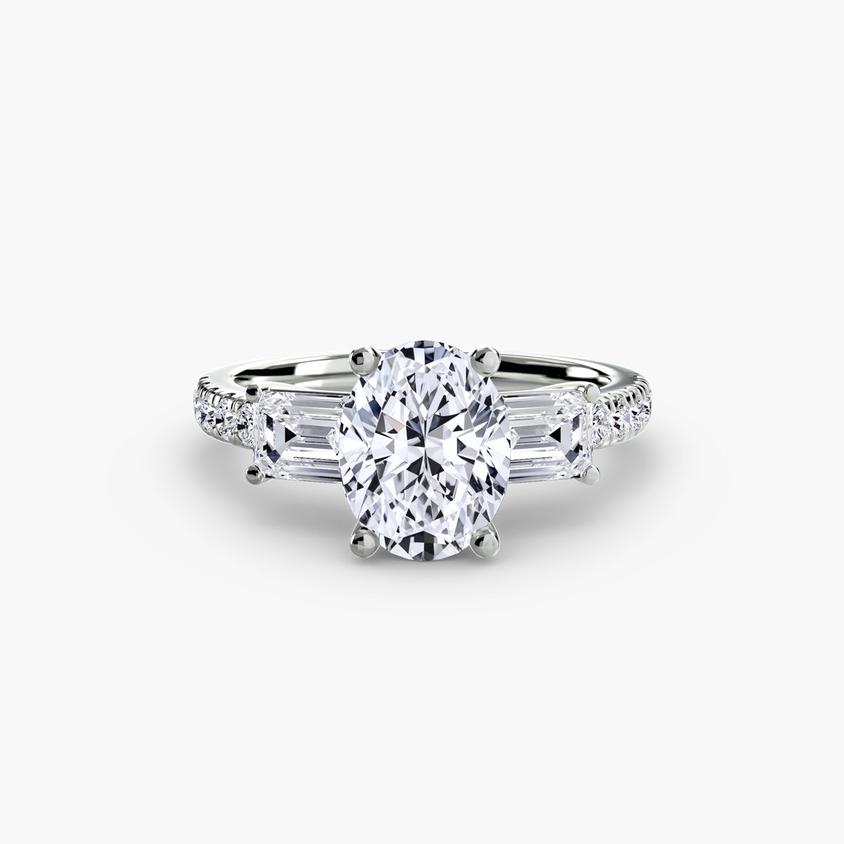 Three-Stone Ring with Pavé Band 4 — view 63