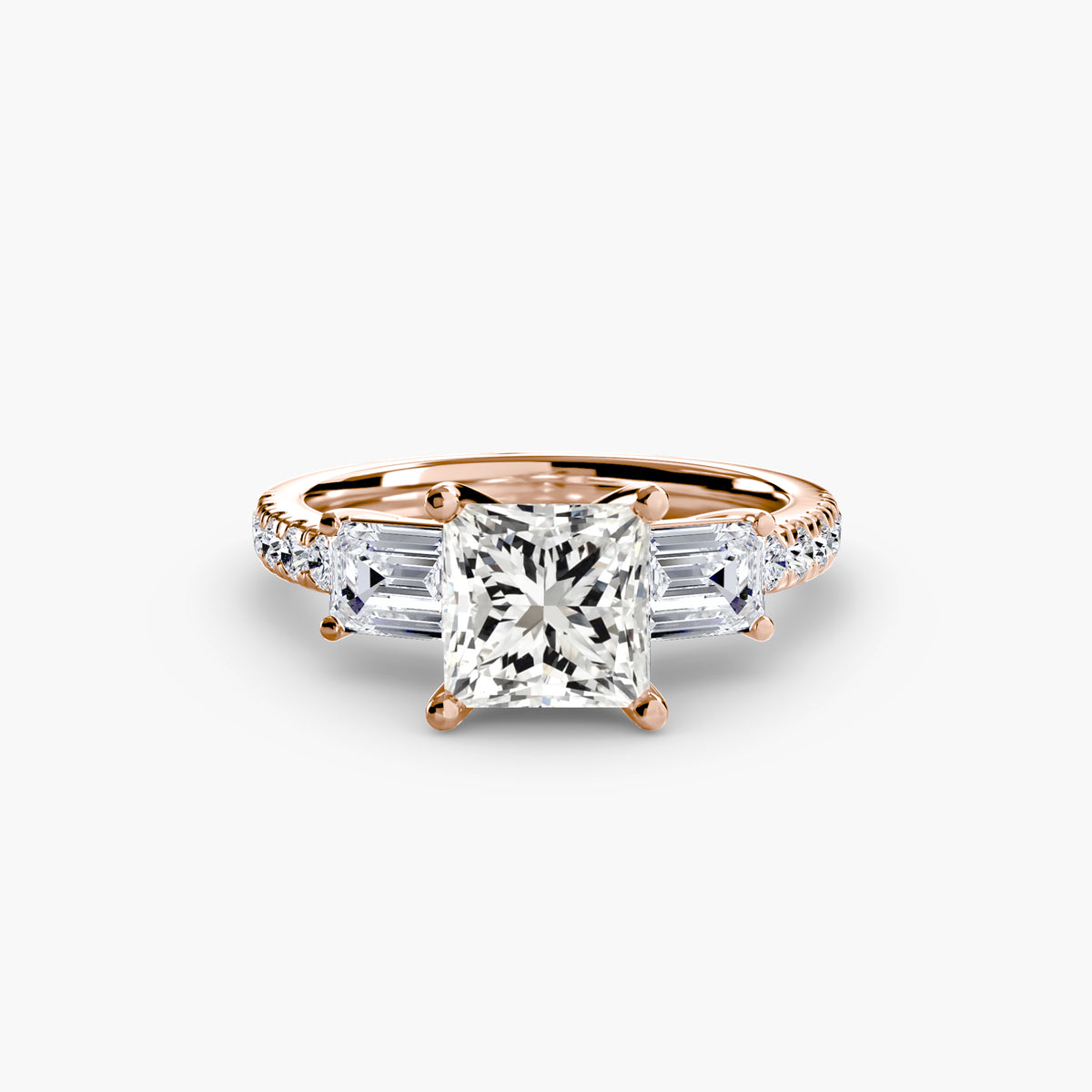 Three-Stone Ring with Pavé Band 4 — view 51