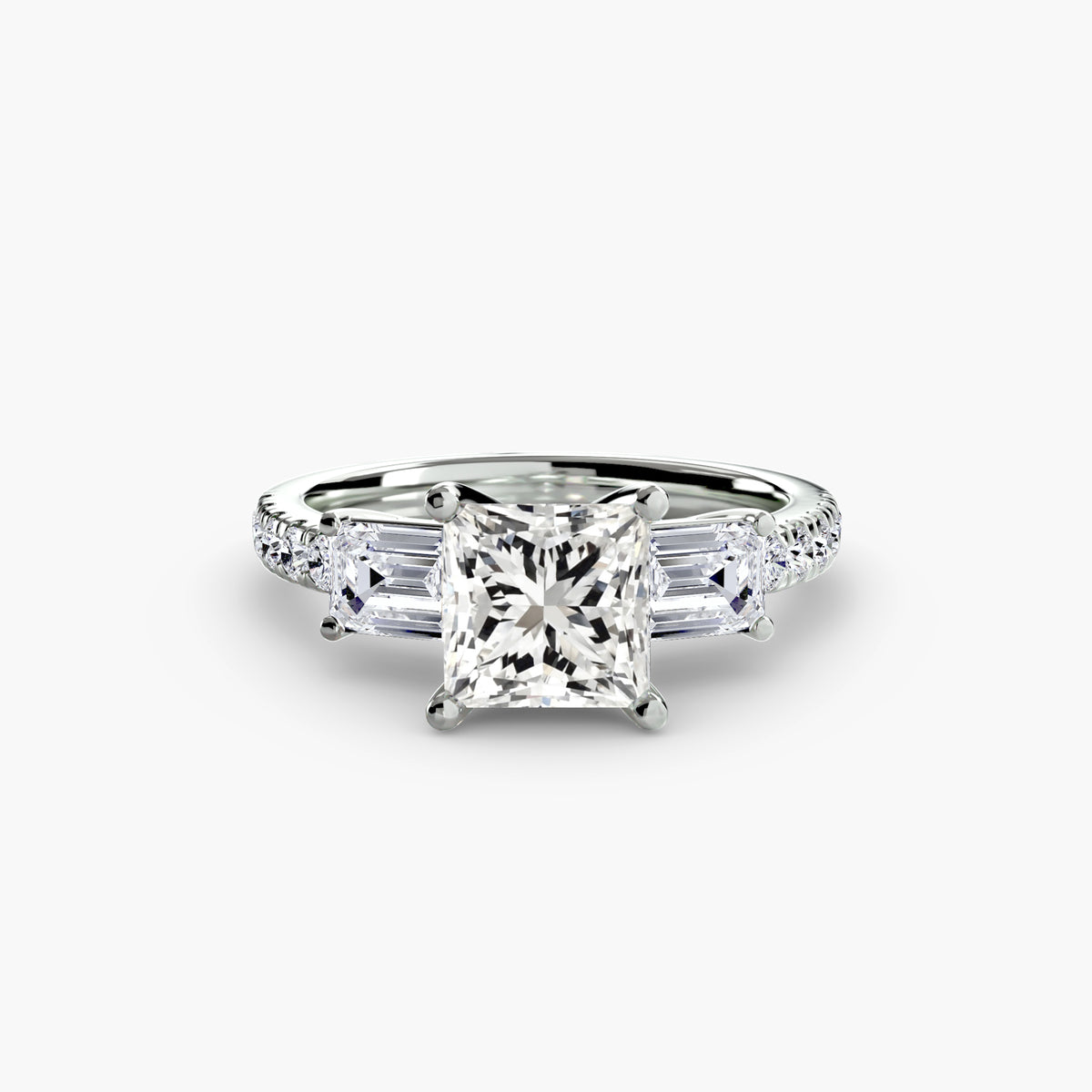 Three-Stone Ring with Pavé Band 4 — view 32
