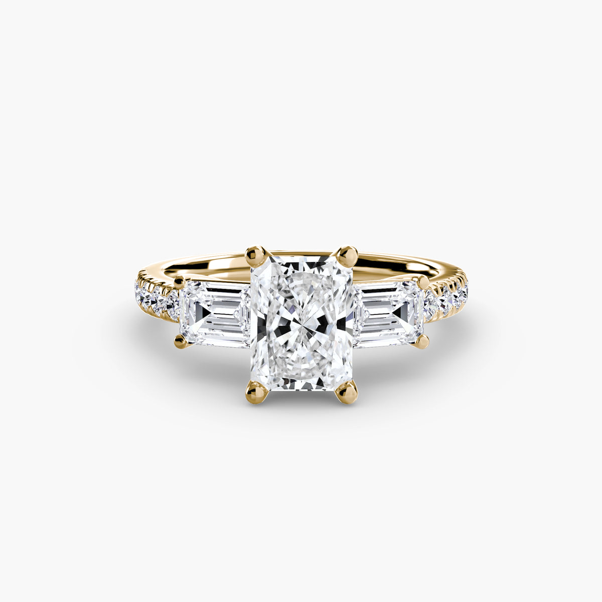 Three-Stone Ring with Pavé Band 4 — view 76