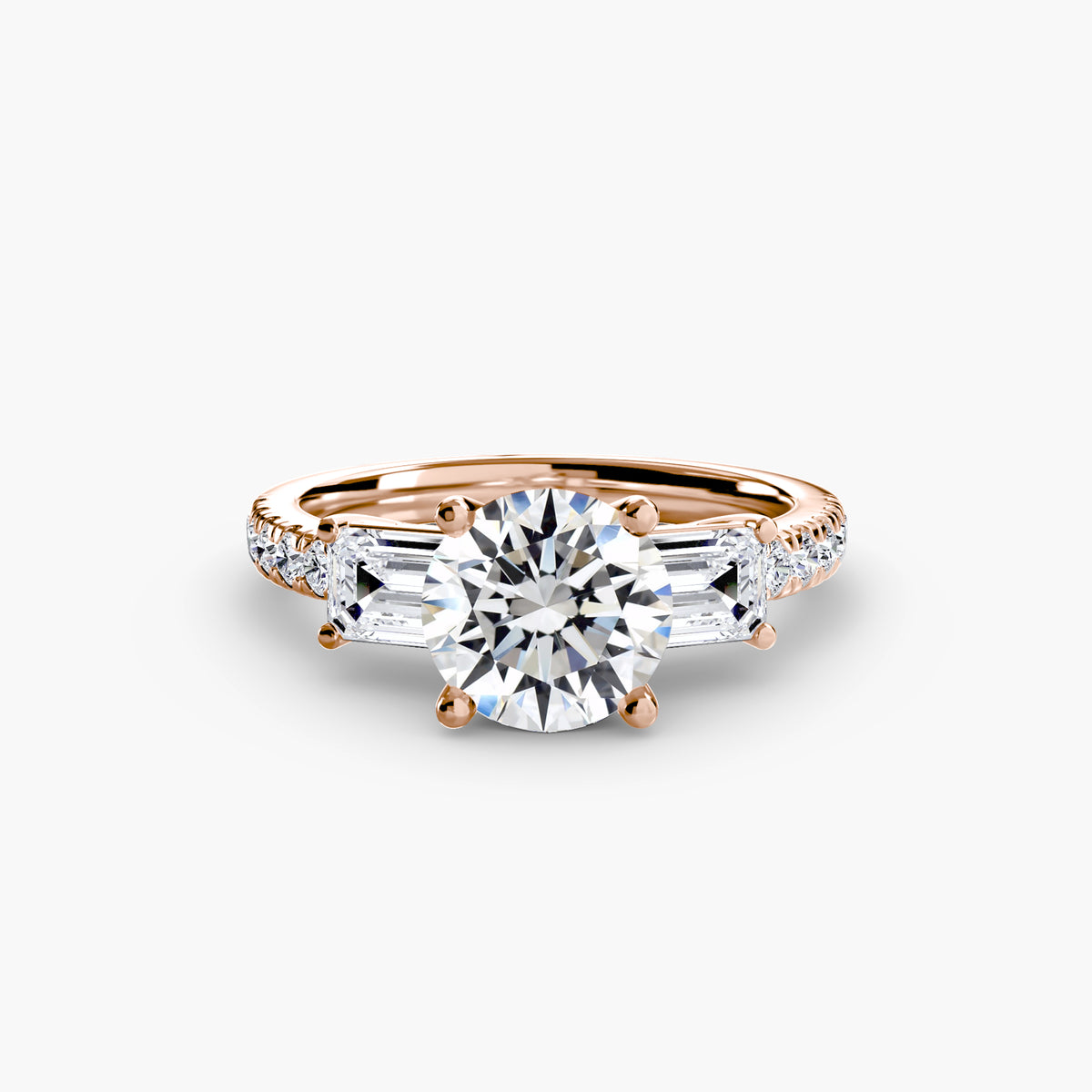 Three-Stone Ring with Pavé Band 4 — view 50