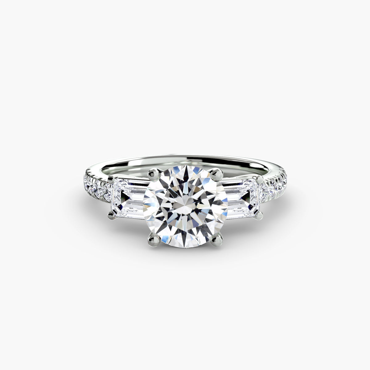 Three-Stone Ring with Pavé Band 4 — view 2