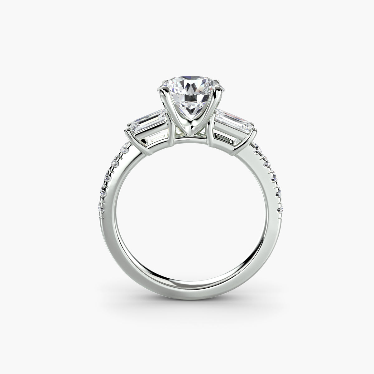 Three-Stone Ring with Pavé Band 4 — view 1