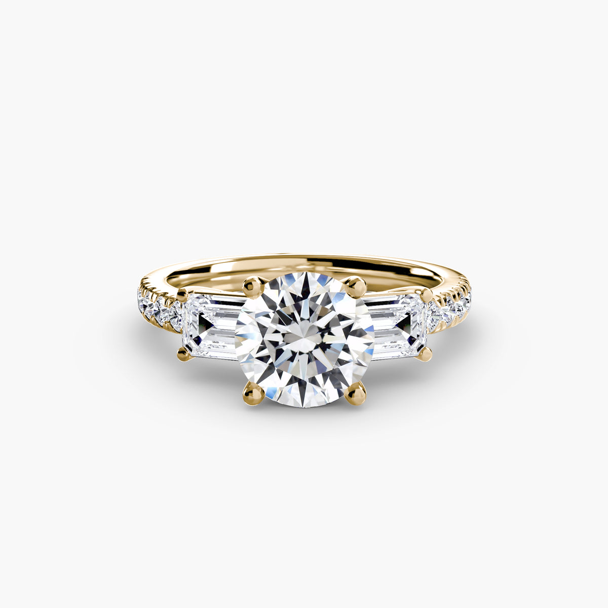 Three-Stone Ring with Pavé Band 4 — view 11
