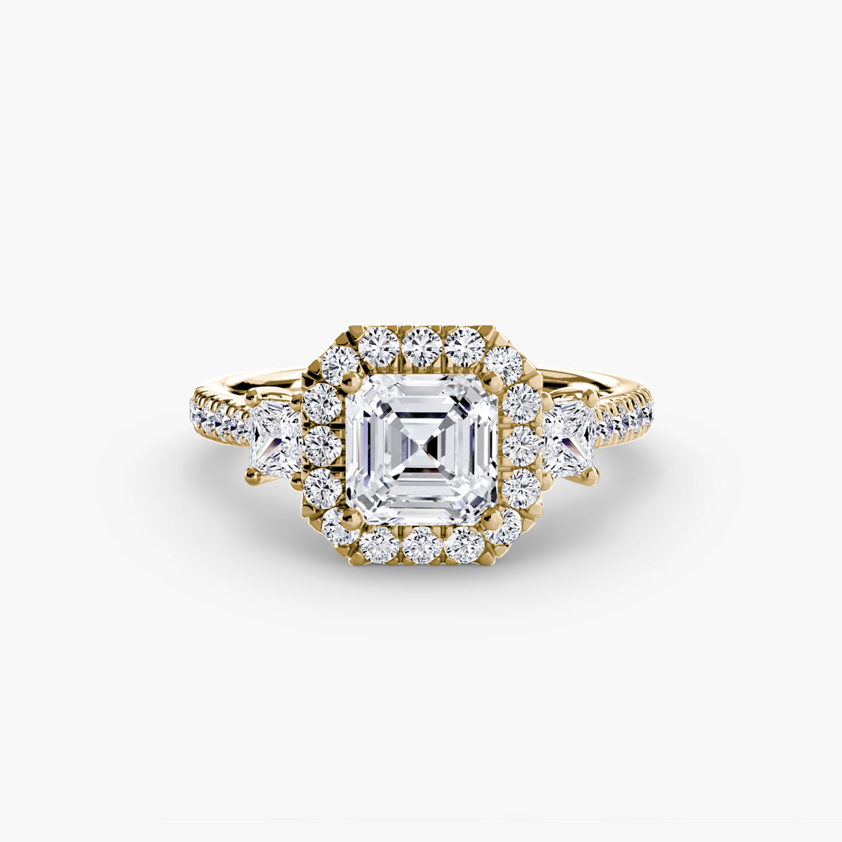 Three-Stone Ring with Halo 2 — view 50
