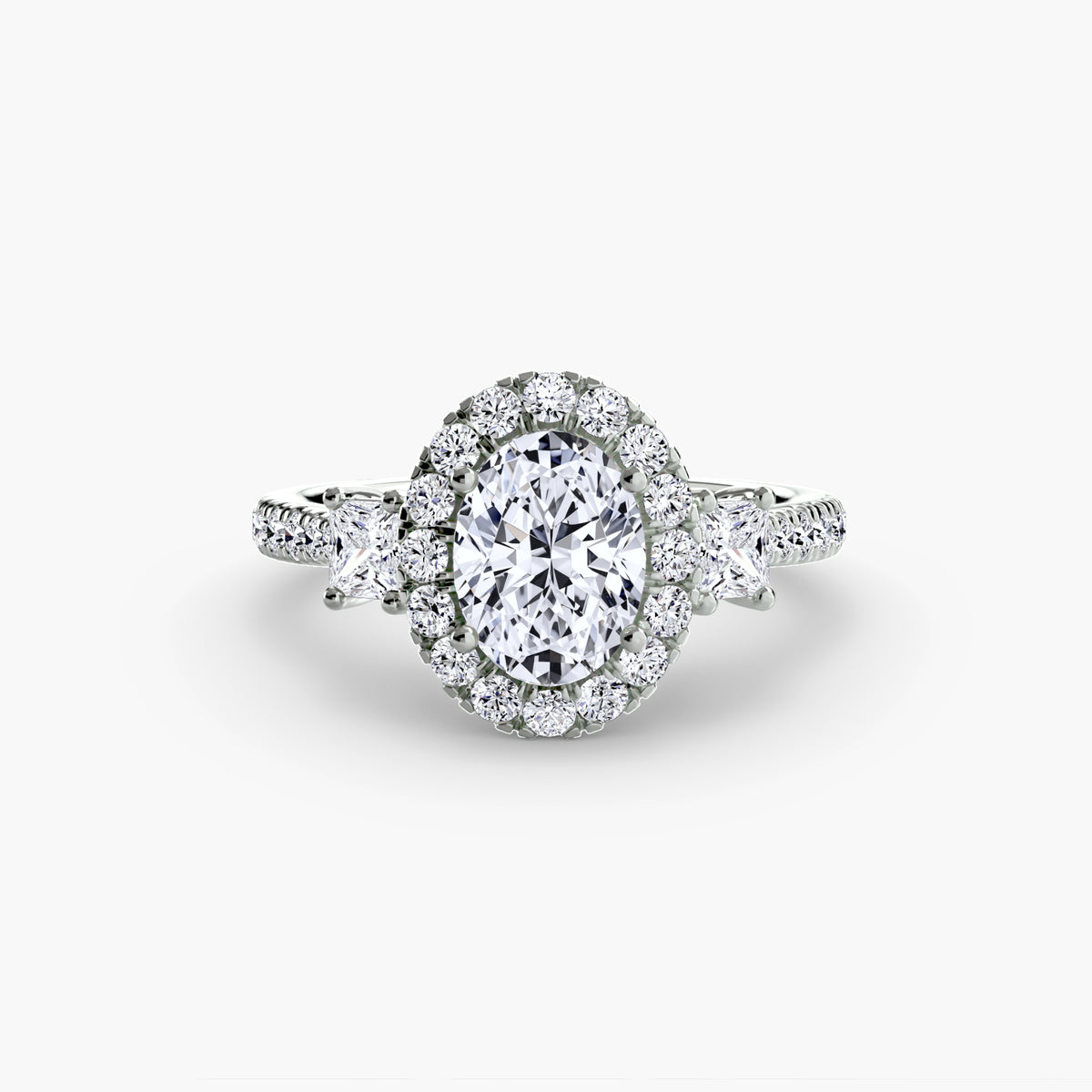 Three-Stone Ring with Halo 2 — view 35