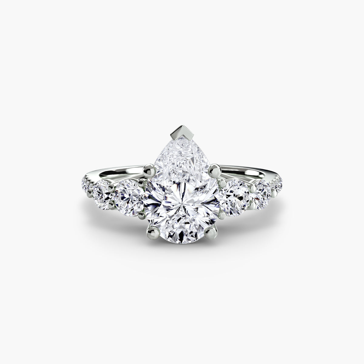 Five Stone Ring with Pavé Band — view 6