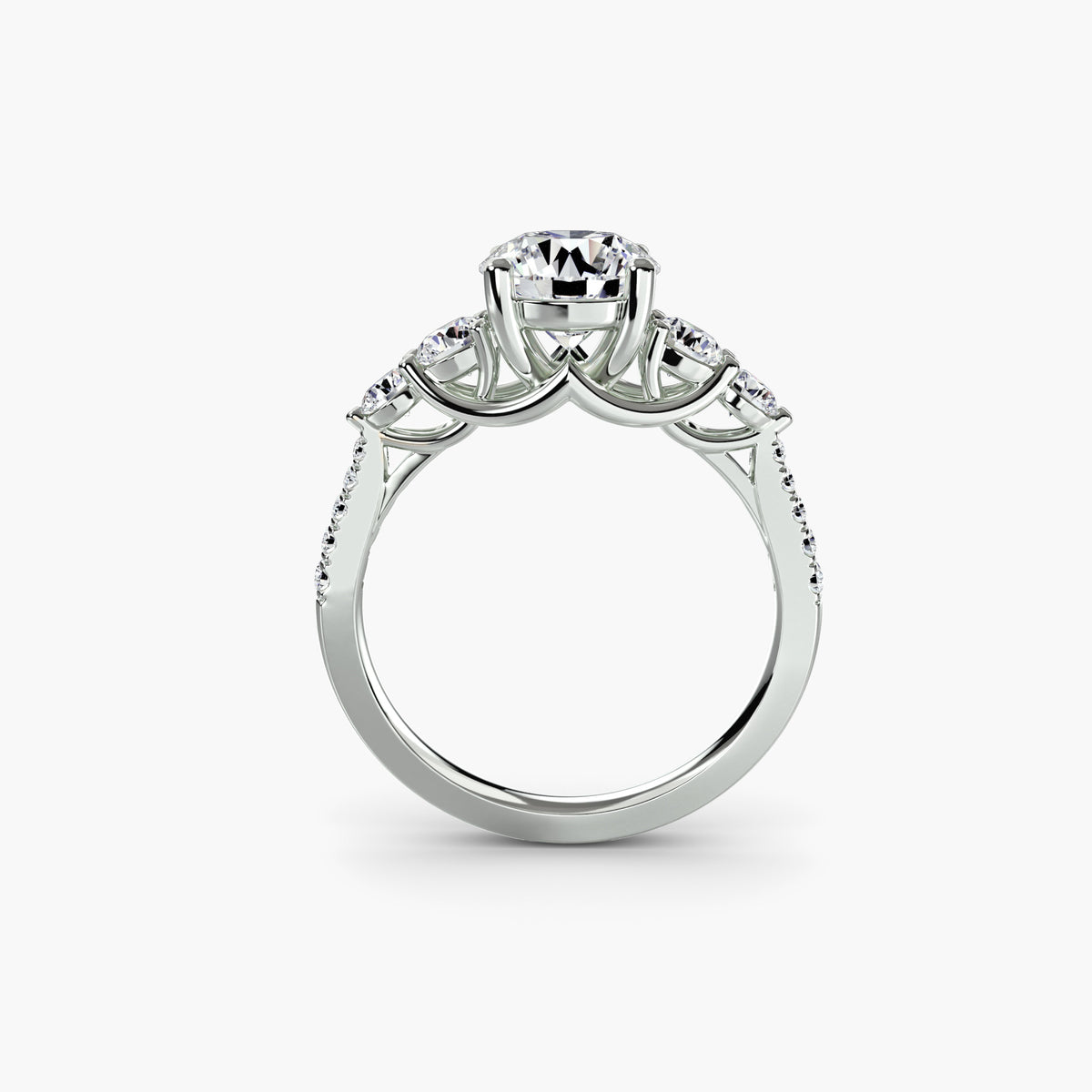 Five Stone Ring with Pavé Band — view 1
