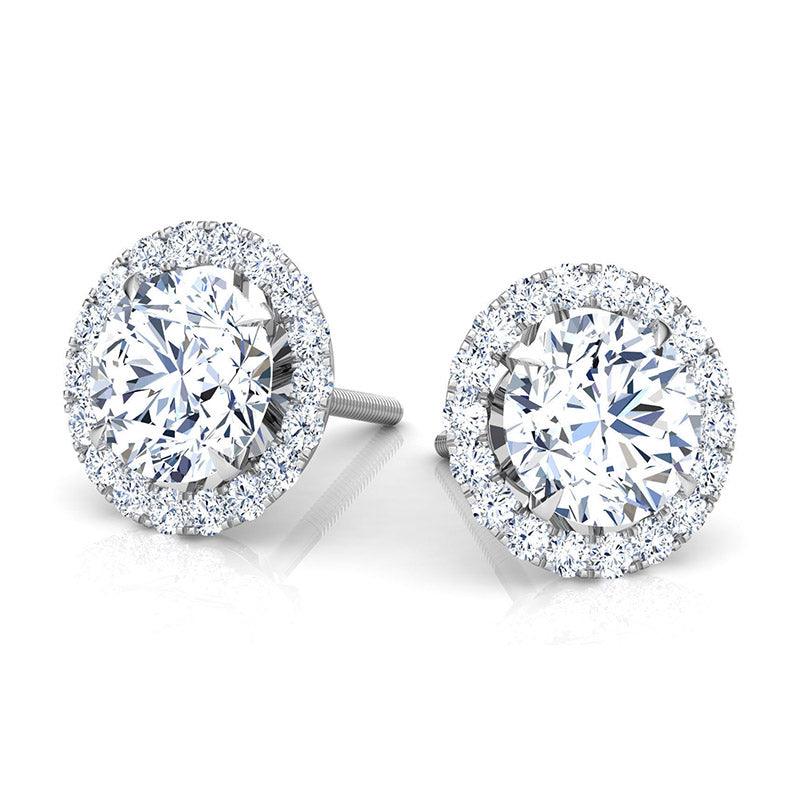 Chelsea - Diamond Stud Earrings with Halo. Total 1.30 & 2.40 Carats — hand-finished lab grown engagement ring by Monroe Yorke Diamonds — view 1