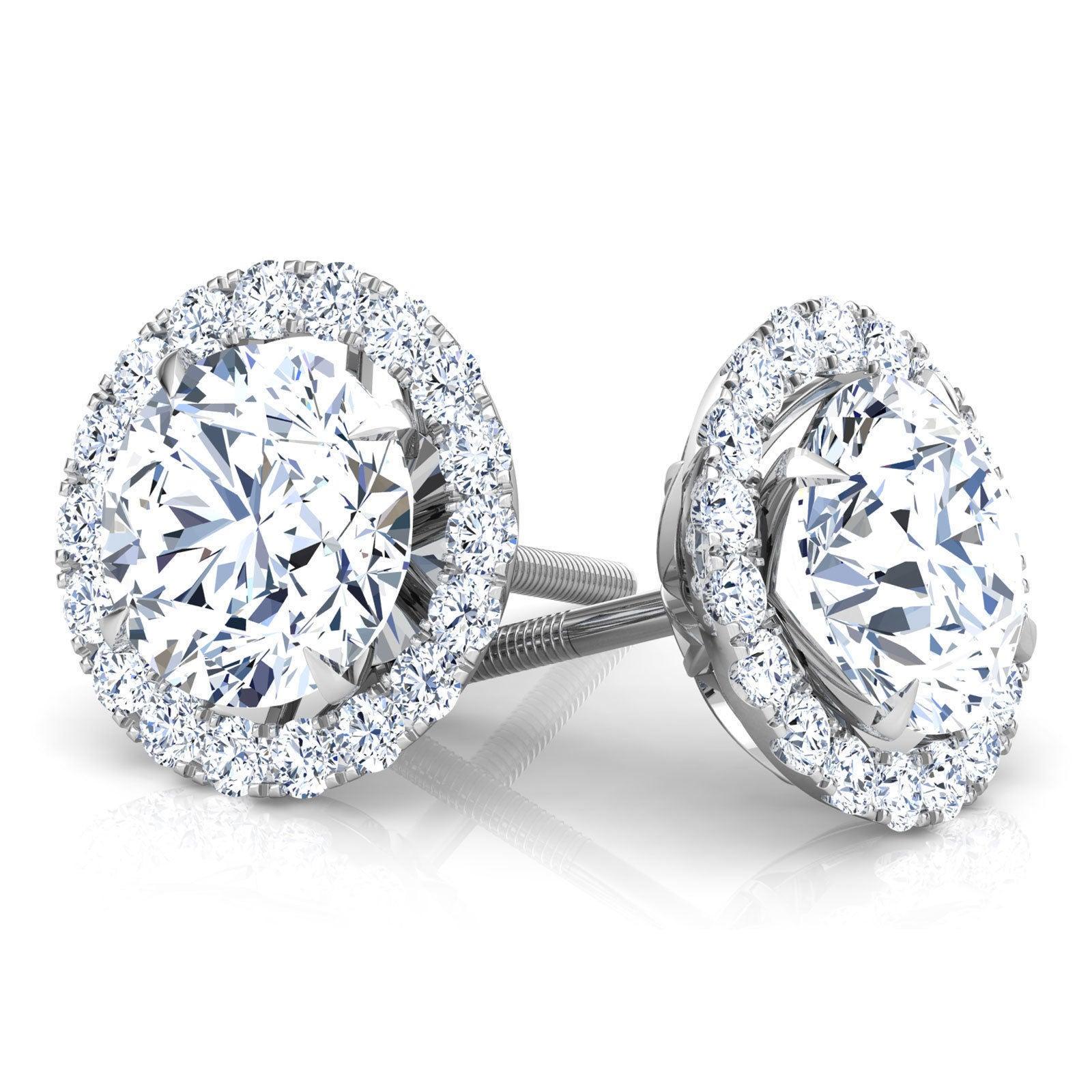 Chelsea - Diamond Studs Earrings with Halo. Total 1.30 & 2.40 Carats - Monroe Yorke Diamonds