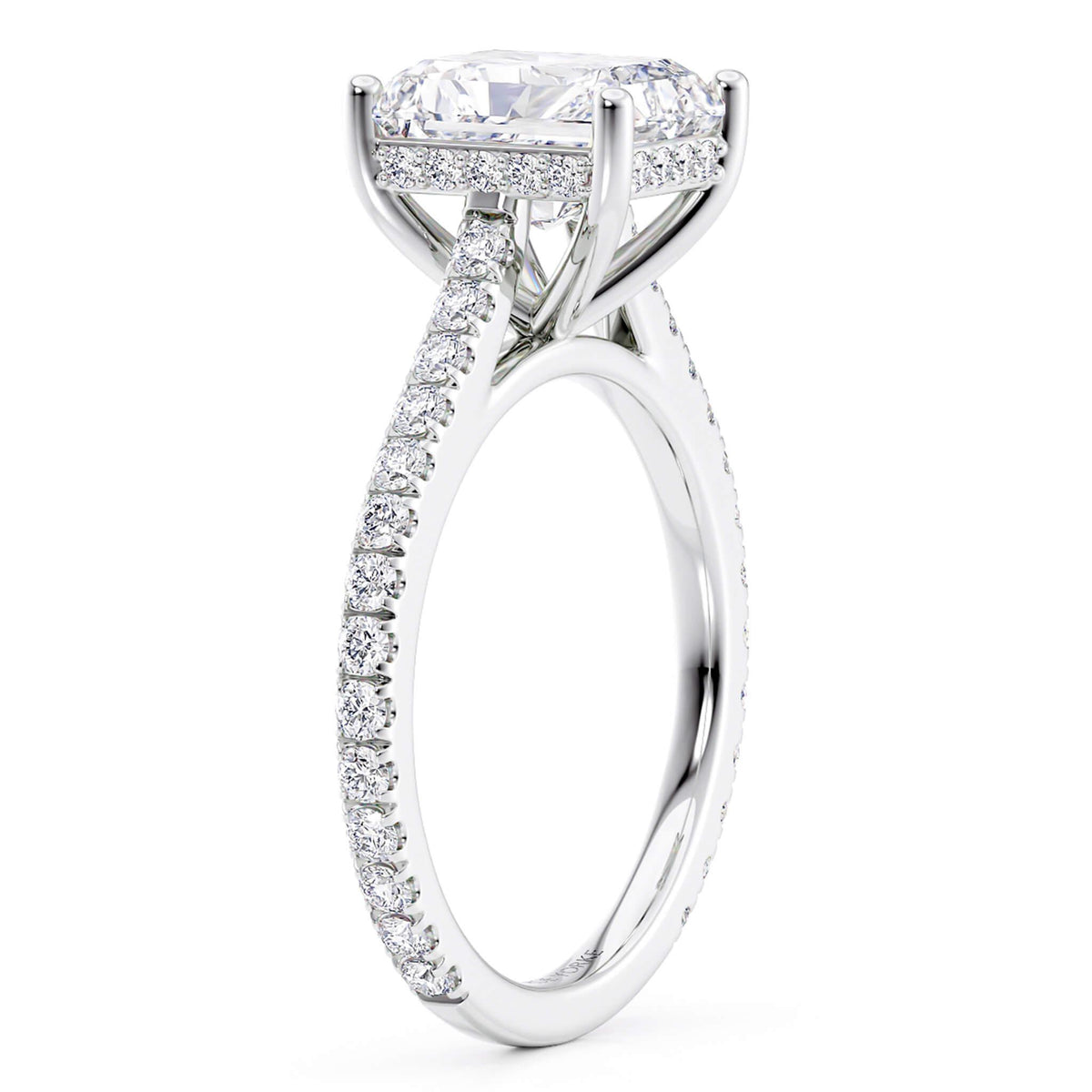 Seville — Radiant Cut Lab Grown Diamond Hidden Halo Engagement Ring — hand-finished lab grown engagement ring by Monroe Yorke Diamonds — view 7