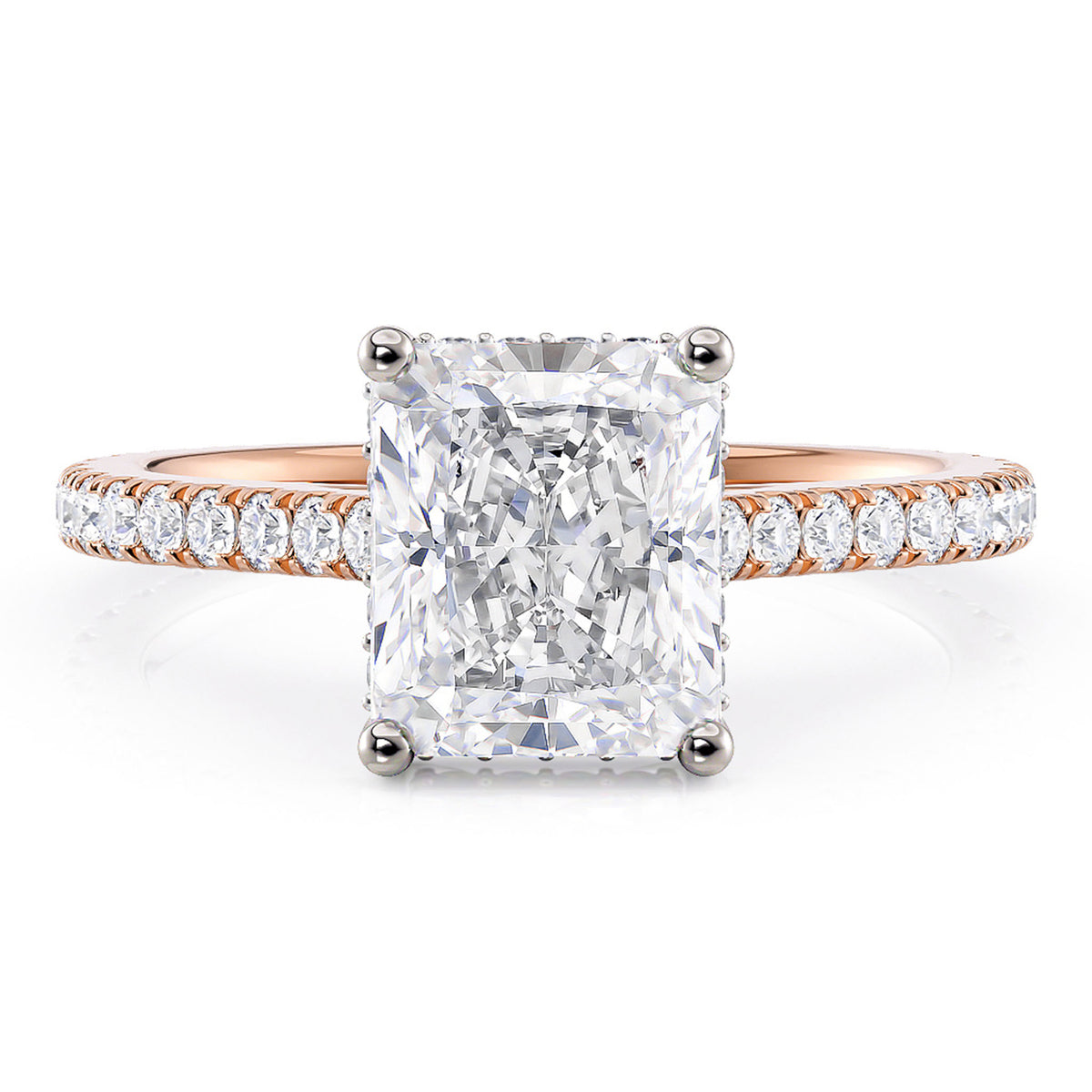 Seville - Radiant Cut Diamond Engagement Ring with Hidden Halo