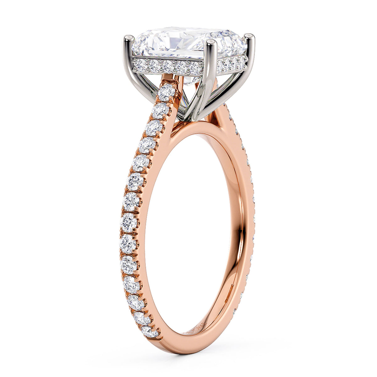 Seville - Radiant Cut Diamond Engagement Ring with Hidden Halo