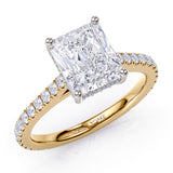 Seville Radiant Cut Diamond Engagement Ring with Hidden Halo – 18ct Yellow Gold