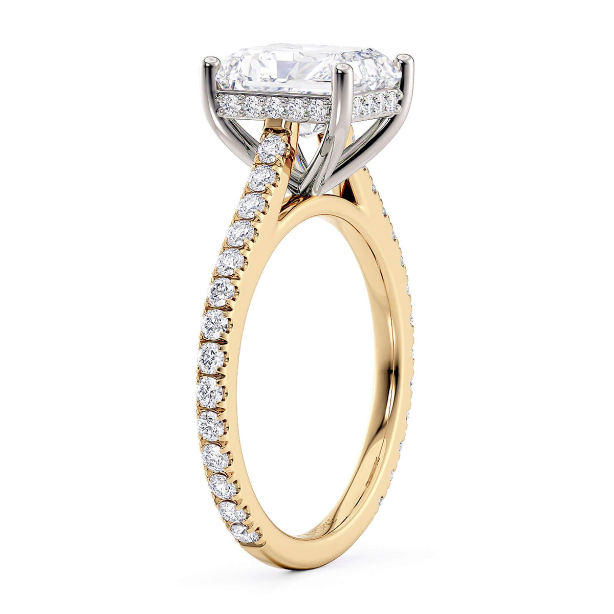 Anatomy of the Seville — Radiant Cut 2.0ct Lab Grown Diamond Hidden Halo Engagement Ring engagement ring