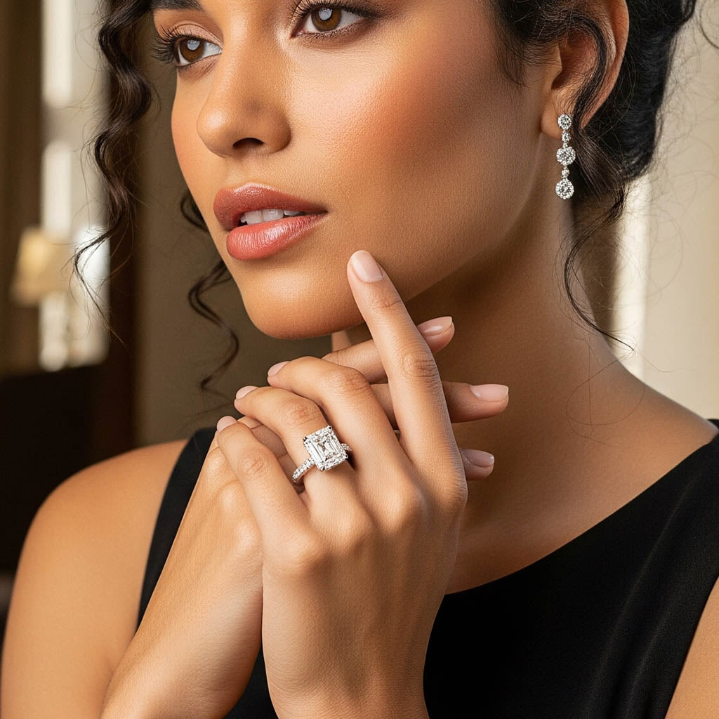 Seville - Radiant Cut Diamond Engagement Ring with Hidden Halo