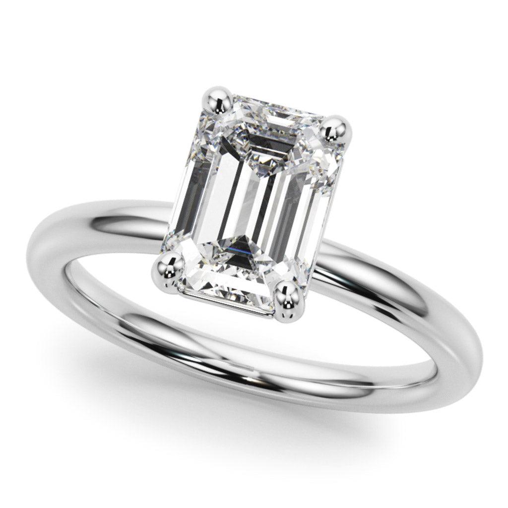 Skye — Emerald Cut Lab Grown Diamond Solitaire Engagement Ring — hand-finished lab grown engagement ring by Monroe Yorke Diamonds — view 1