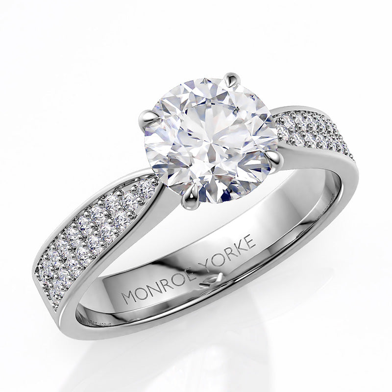 Sophia — Round Lab Grown Diamond Engagement Ring with Pavé Band — hand-finished lab grown engagement ring by Monroe Yorke Diamonds — view 1