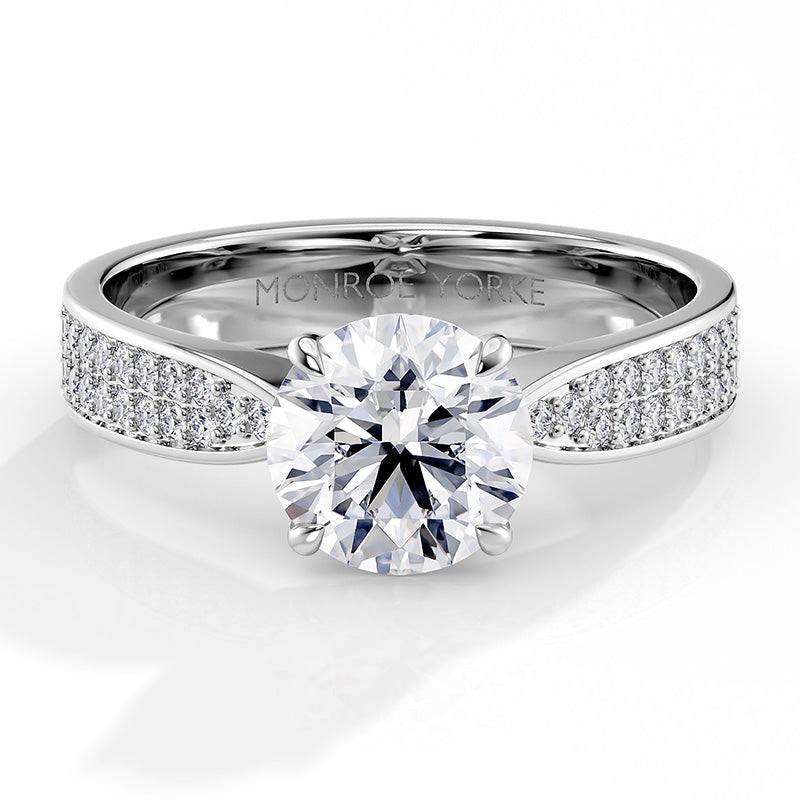 Sophia — Round Lab Grown Diamond Engagement Ring with Pavé Band — hand-finished lab grown engagement ring by Monroe Yorke Diamonds — view 2