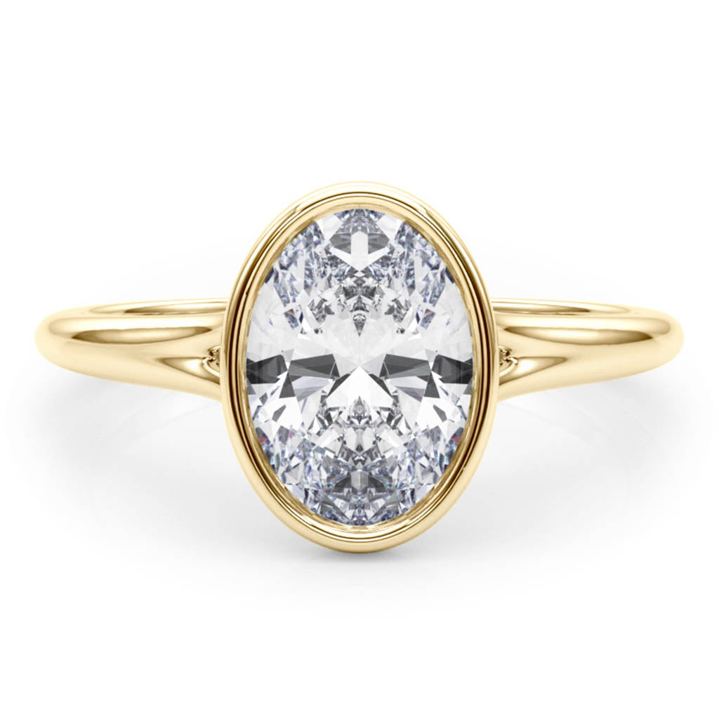 Sunny — Oval Cut Lab Grown Diamond Bezel Solitaire Engagement Ring — hand-finished lab grown engagement ring by Monroe Yorke Diamonds — view 4