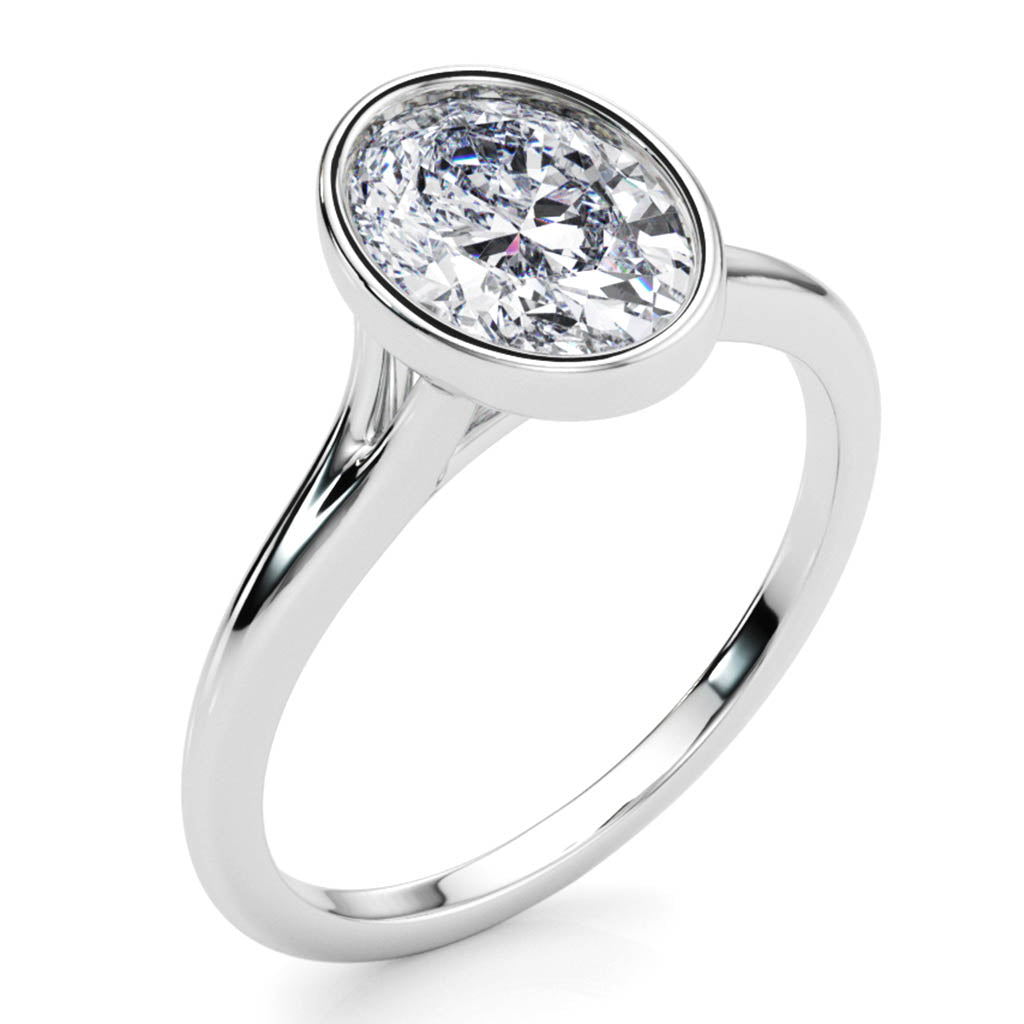 Sunny Oval Diamond Engagement Ring – Sleek Bezel Setting — view 7