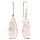 Enchanted Tear Drop Rose Quartz & Diamond Earrings - Monroe Yorke Diamonds