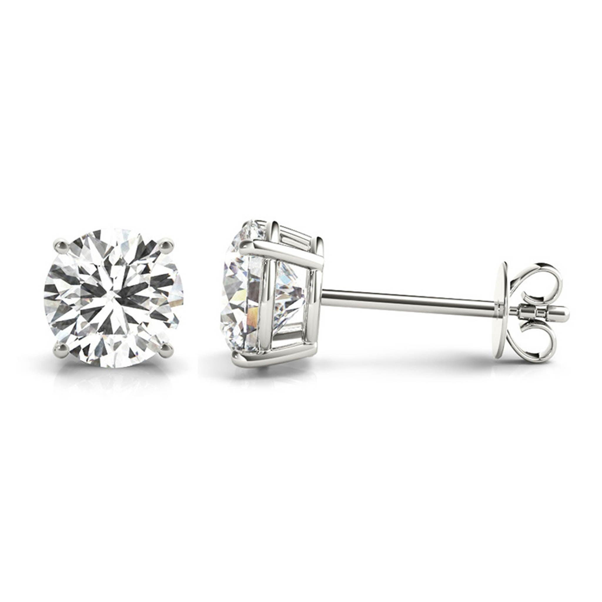 Zoey Lab Grown Diamond Ear Studs / Earrings.  Total diamond weight 0.75 carats / 3/4 carat.  4 claw setting. 14ct white gold version. 