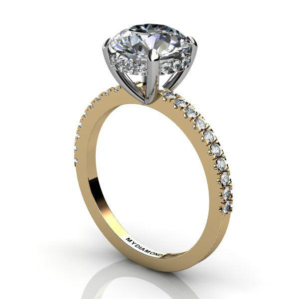 Liliana 3 Carat Lab Grown Diamond Engagement Ring. Unique Hidden Halo. Total 3.40 Carats — handcrafted lab grown engagement ring by Monroe Yorke Diamonds — view 6