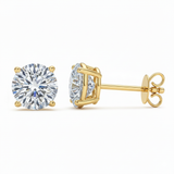 Gold Two Carat Lab Grown Diamond Ear Studs / Earrings. Total diamond weight 2.00 carats. 4 claw setting. 14ct yellow gold version.