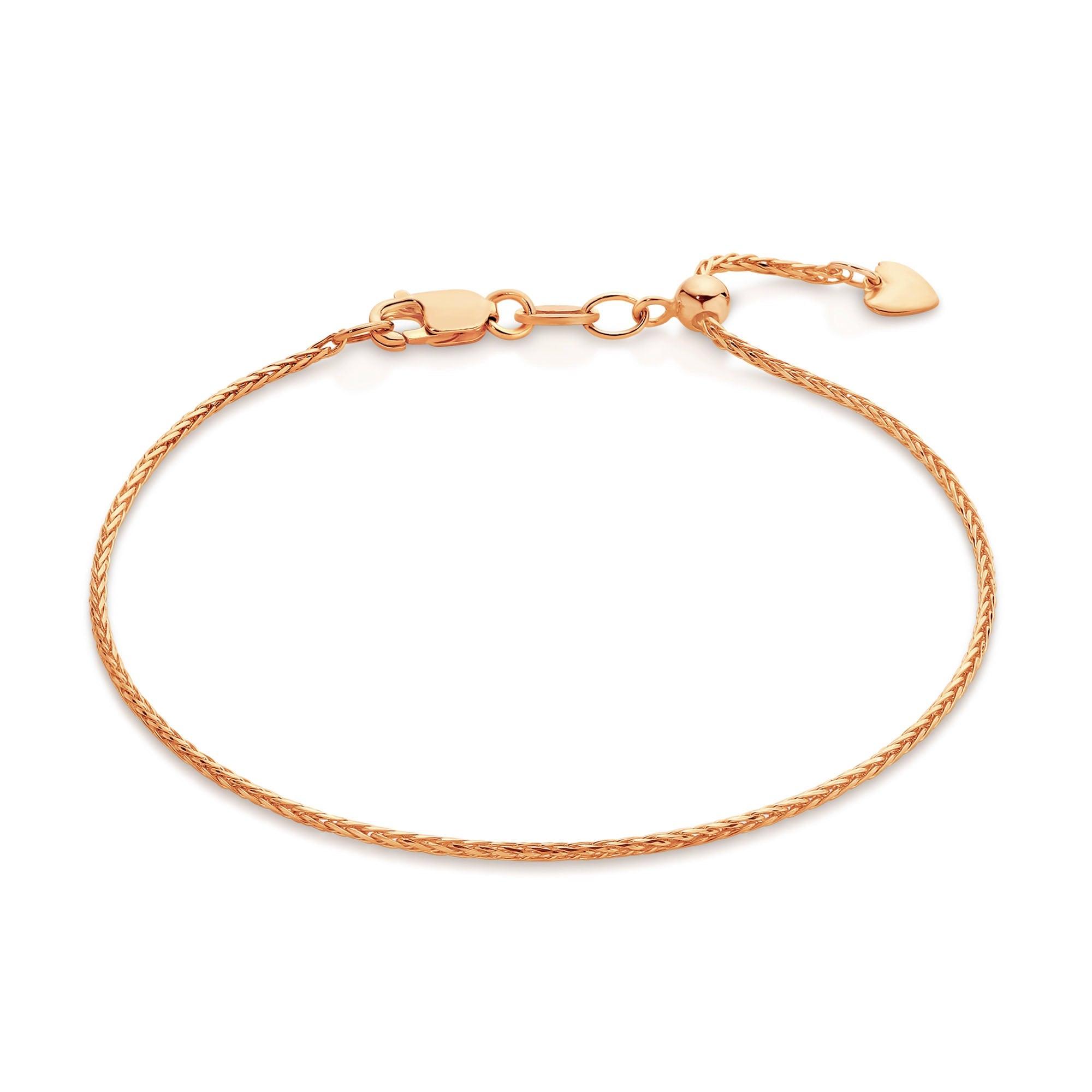 Lanciano Rose Gold Adjustable 1.2mm Magic Wheat Link Bracelet, 22cm Length - Monroe Yorke Diamonds