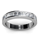 Princess Cut Diamond Wedding Ring. Channel set diamonds. White gold or platinum