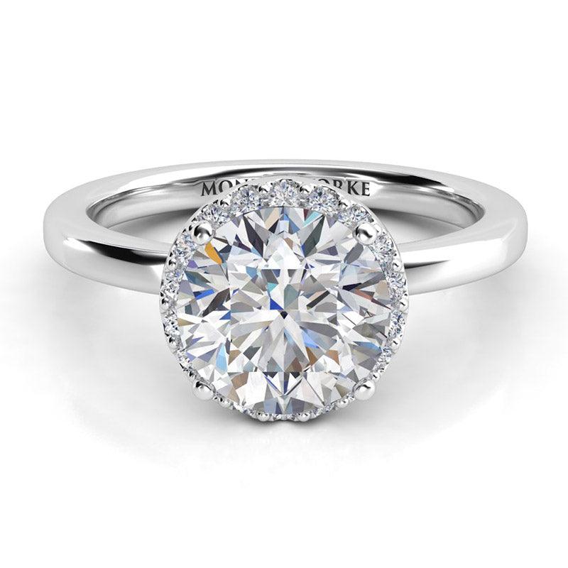 Halo diamond engagement ring in white gold - Alexa — view 1