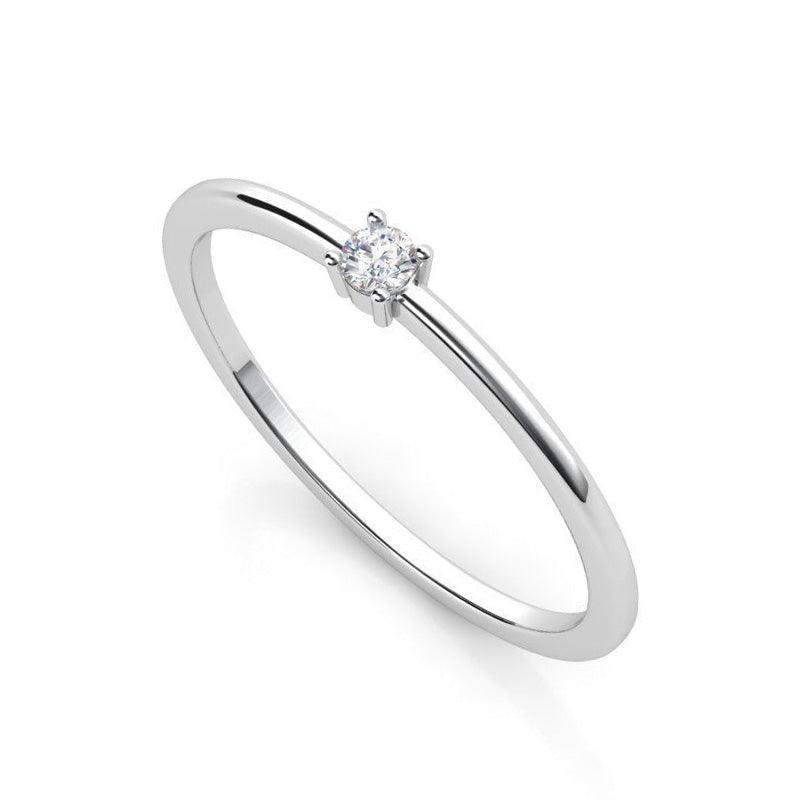 Alma single diamond ring from our Petit Collection. White gold or platinum. — view 2
