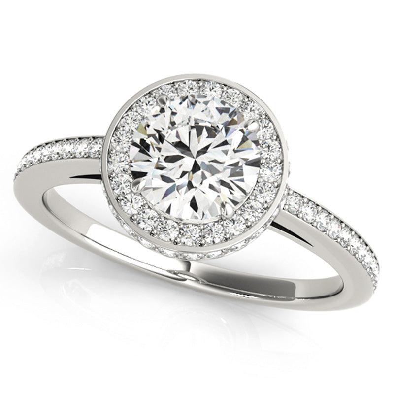 Amelia - Round Diamond Halo Ring. White gold. Top — view 2