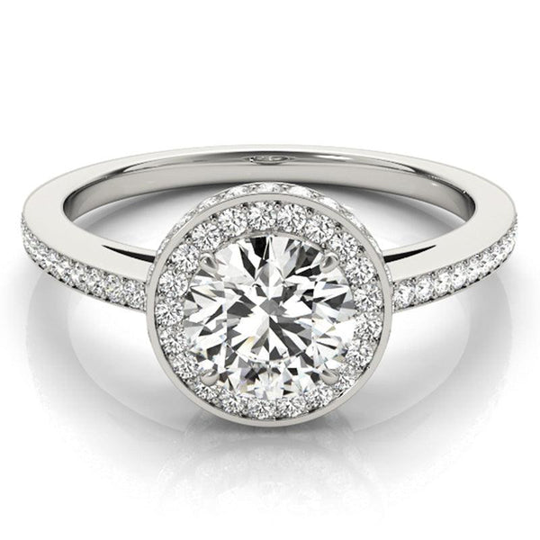 Amelia - Round Diamond Halo Ring, White gold