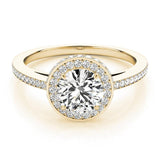 Amelia yellow gold diamond halo engagement ring