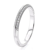 Astrid - with pave set diamonds. 18ct white gold. Knife edge diamond wedding band.