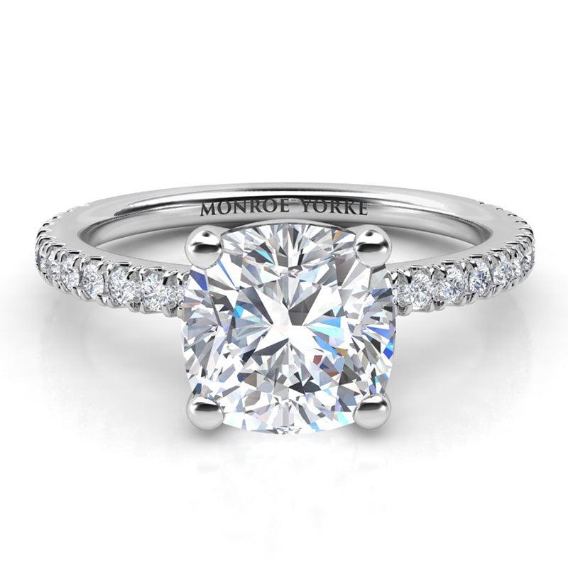 Blake - Cushion cut diamond engagement ring with diamonds on the band — view 1