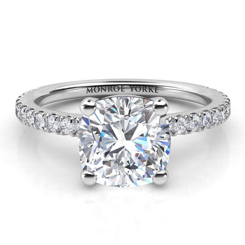 Blake - Cushion cut diamond engagement ring with diamonds on the band